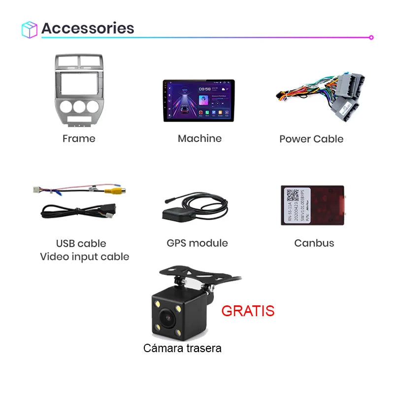 Radio Pantalla Carplay para Jeep Compass MK Patriot 2006-2010