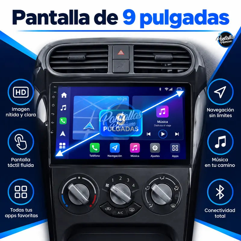Pantalla de 9 pulgadas Opel Agila B Suzuki Splash