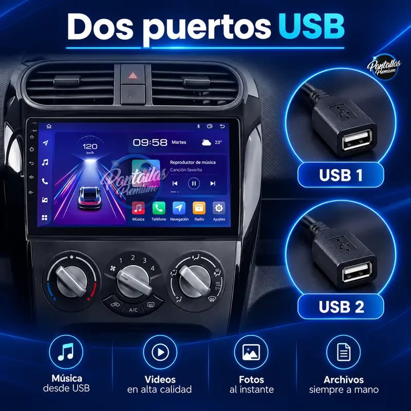 Dos puertos USB Opel Agila B Suzuki Splash
