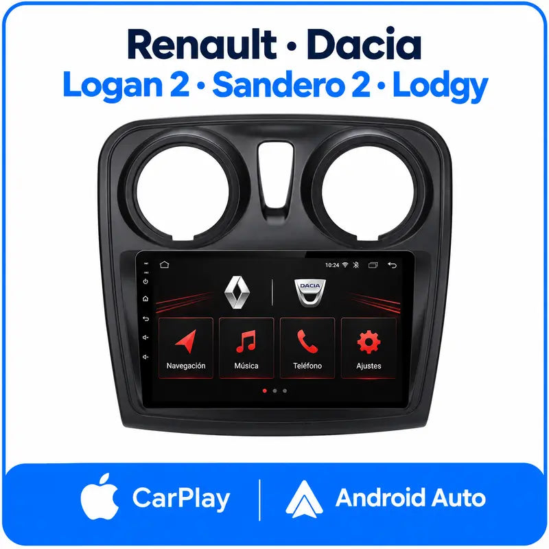Renault Logan 2 Sandero 2 Lodgy - radio pantalla CarPlay y Android Auto