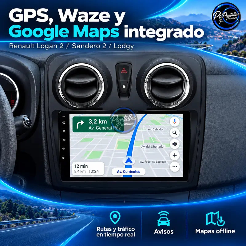 Renault Logan 2 Sandero 2 Lodgy - navegación GPS Waze y Google Maps