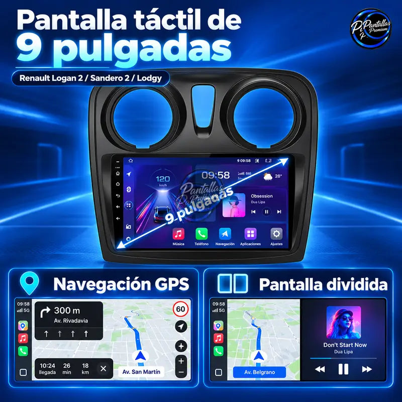 Renault Logan 2 Sandero 2 Lodgy - pantalla táctil de 9 pulgadas