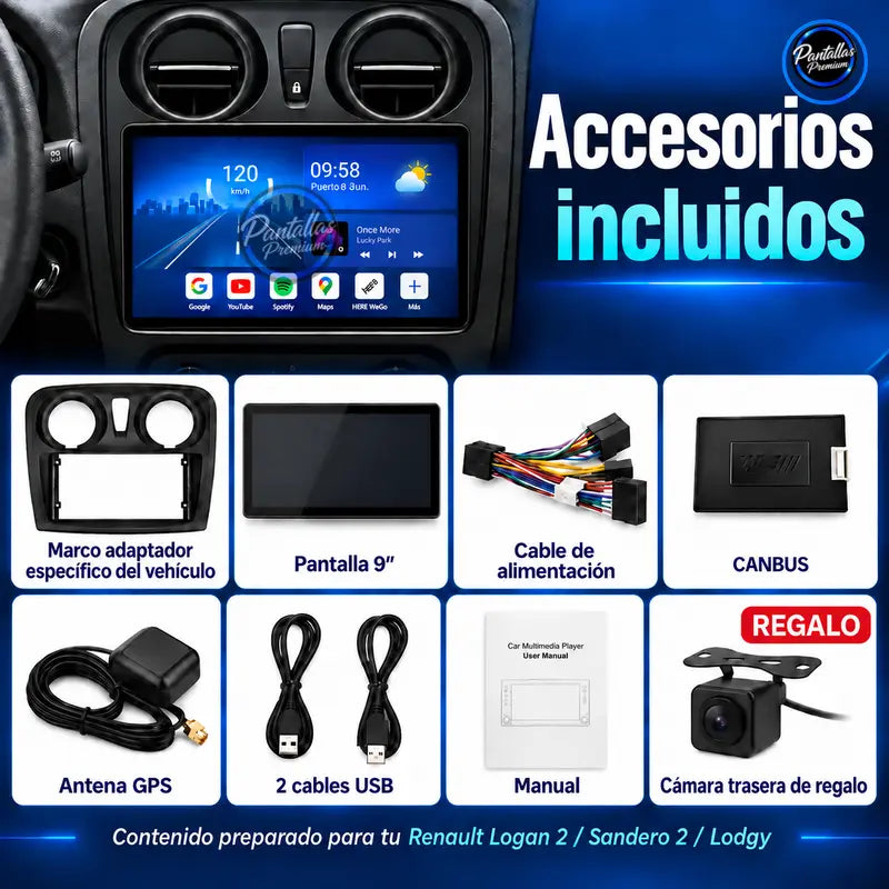 Renault Logan 2 Sandero 2 Lodgy - accesorios incluidos con pantalla táctil