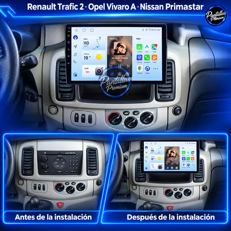 Antes y después de la instalación para Renault Trafic 2 Opel Vivaro A Nissan Primastar 2001-2014