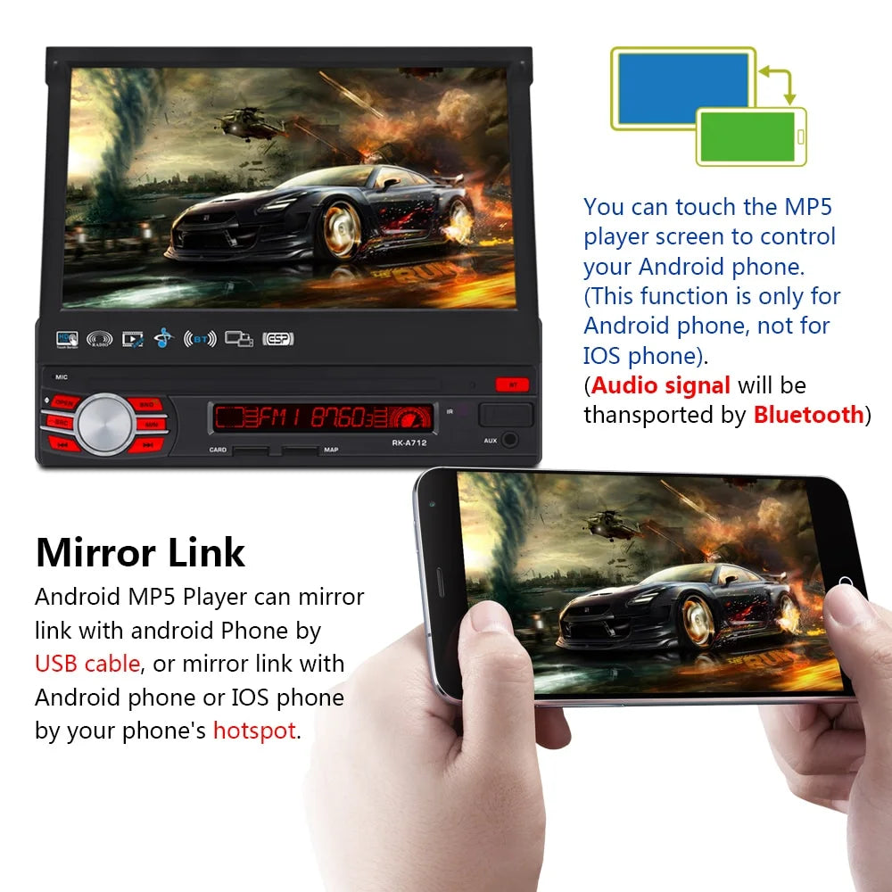 Radio pantalla Android 1 din Extraíble Automática