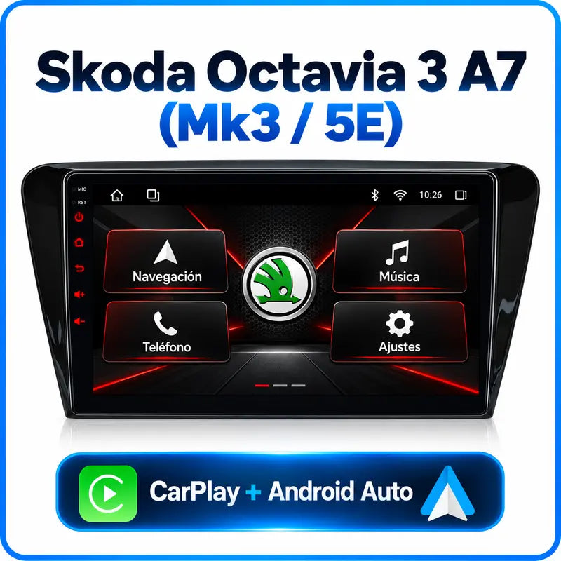 Pantalla Skoda Octavia 3 A7 Mk3 5E con CarPlay y Android Auto