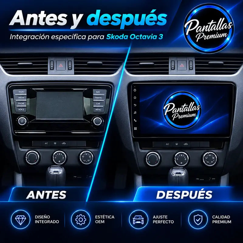 Antes y después pantalla Skoda Octavia 3 A7