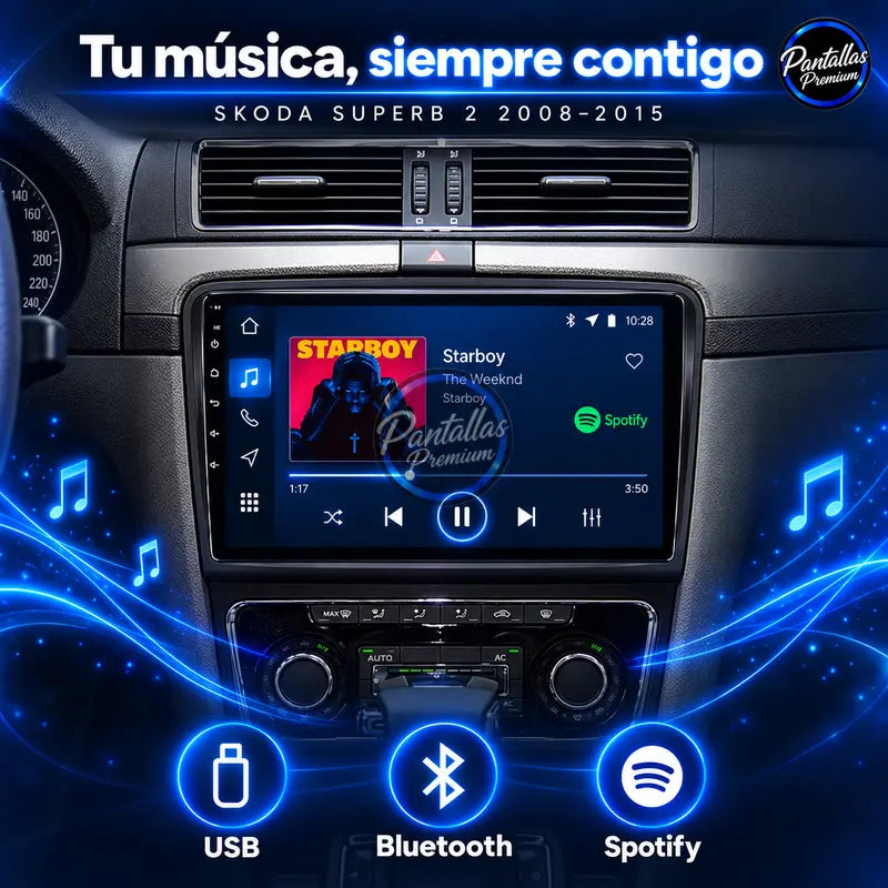 Música USB Bluetooth Spotify Skoda Superb 2