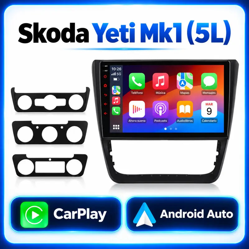 Pantalla CarPlay Android Auto Skoda Yeti Mk1 5L