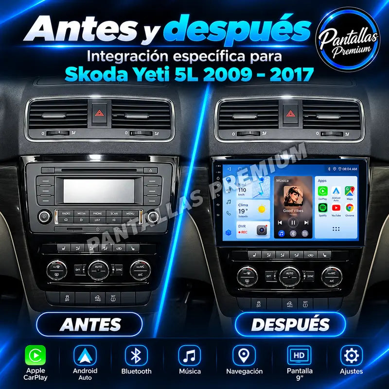 Antes y después pantalla Skoda Yeti 5L