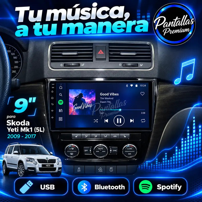 Música USB Bluetooth Spotify Skoda Yeti 5L