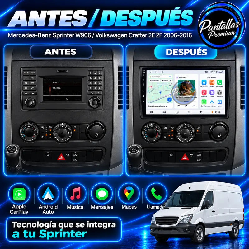 Antes y después Mercedes Sprinter W906 Volkswagen Crafter 2E 2F 2006-2016