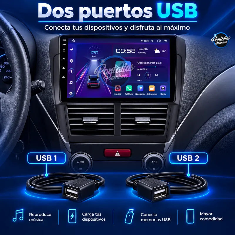 Subaru Forester SH Impreza Mk3 - dos puertos USB