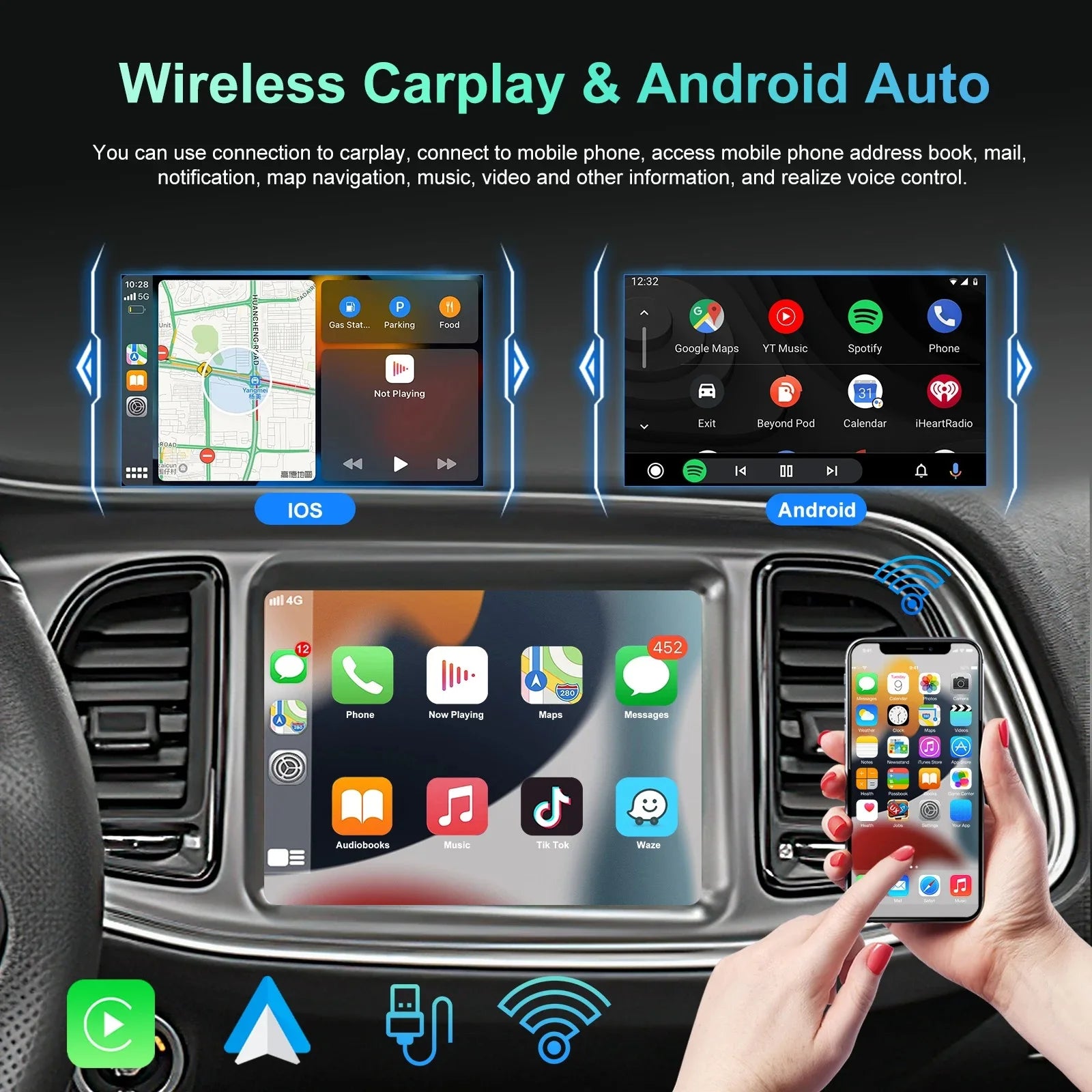 Radio Pantalla Carplay para Jeep Cherokee SRT 2015 - foto 3