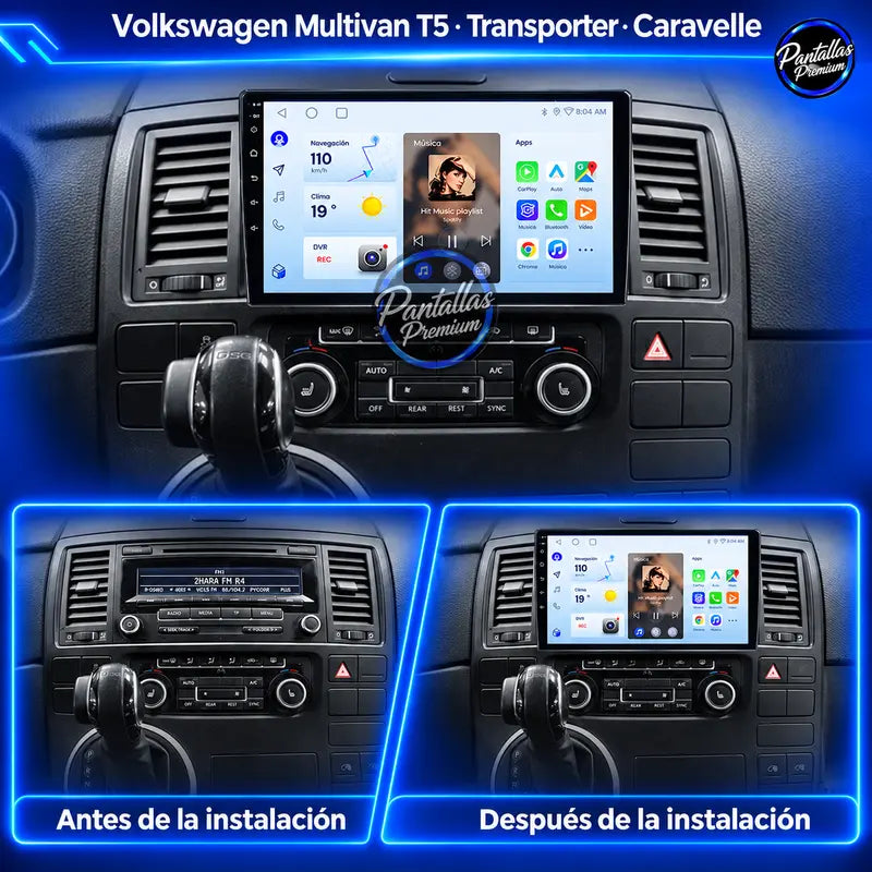 Antes y después Volkswagen Multivan T5 Transporter Caravelle Typ 7H 2003-2015