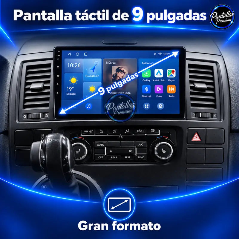 Pantalla táctil de 9 pulgadas Volkswagen Multivan T5 Transporter Caravelle Typ 7H 2003-2015