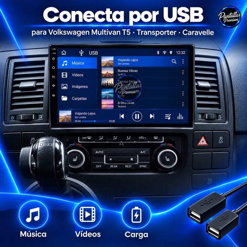 Conexión USB Volkswagen Multivan T5 Transporter Caravelle Typ 7H 2003-2015