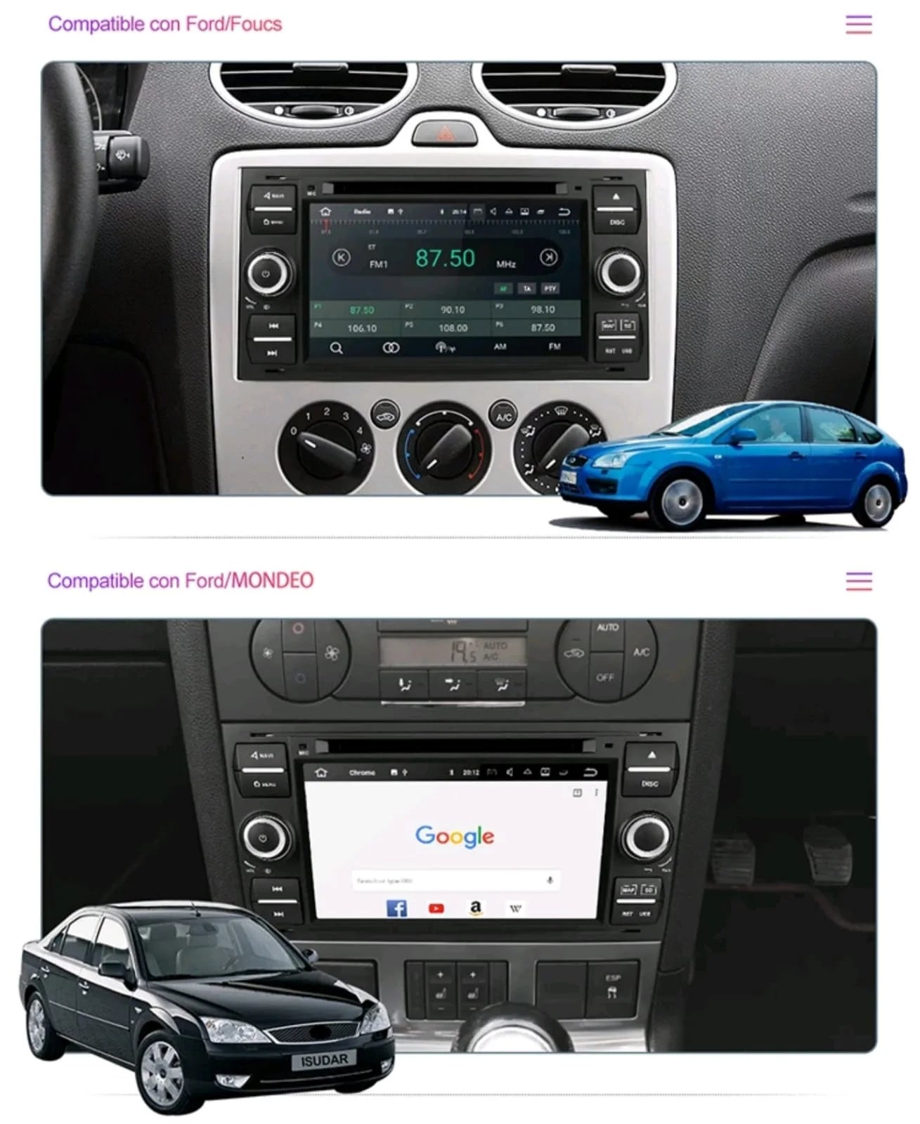 Radio Pantalla Carplay para Ford Mondeo Focus C-Max